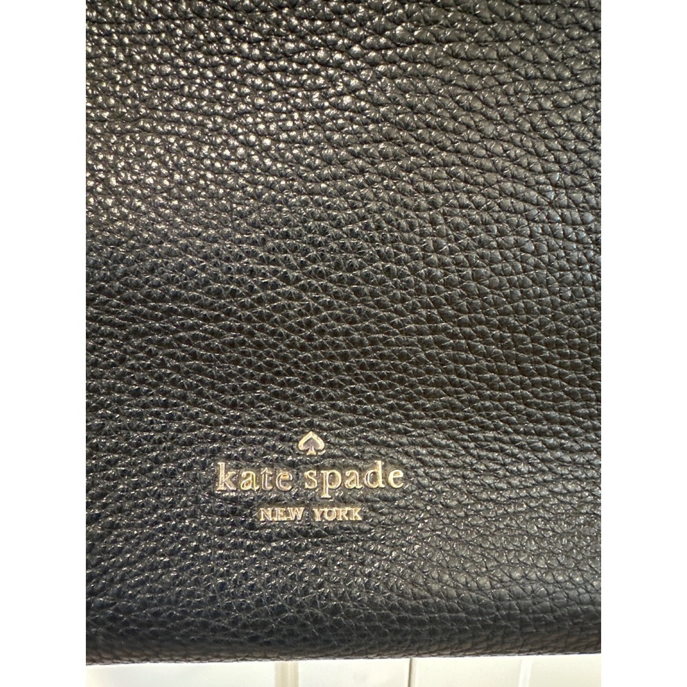 Kate Spade New York Pebble Leather Shoulder Bag Black purse Gold Hardware Leila - Picture 2 of 13